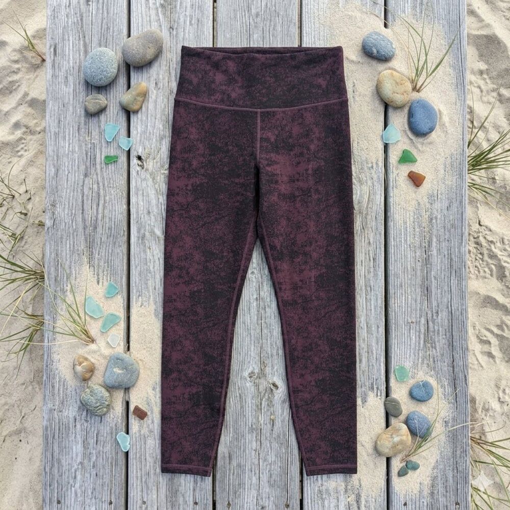 Athleta Elation Glades 7/8 Tight Leggings Womens L Burgundy Black Yoga